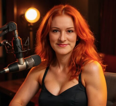 Viggi Johansen recording a podcast